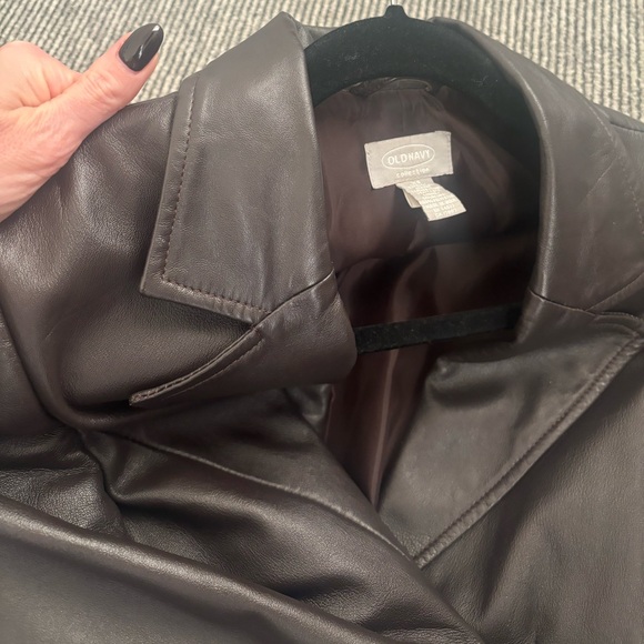 Chocolate Brown Leather single breasted blazer size XS.  Old Navy - Picture 7 of 7